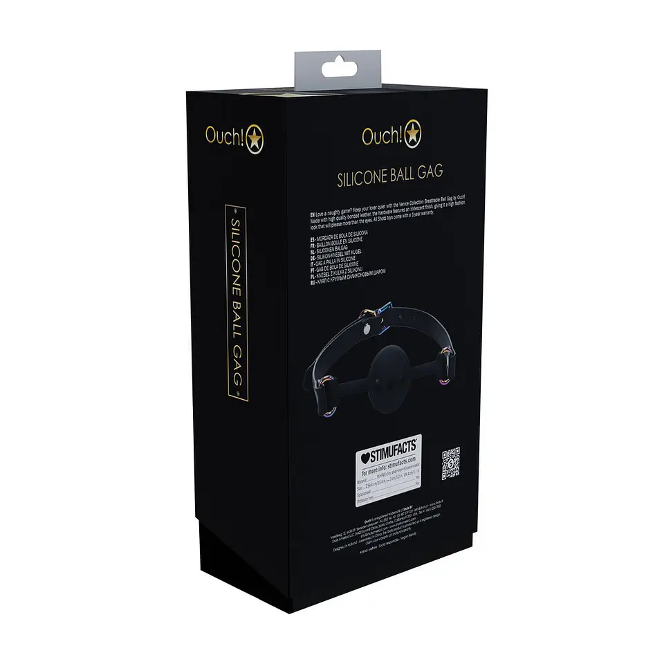 Mordaça de Silicone Respirável Venice Collection Preto Ouch! 3