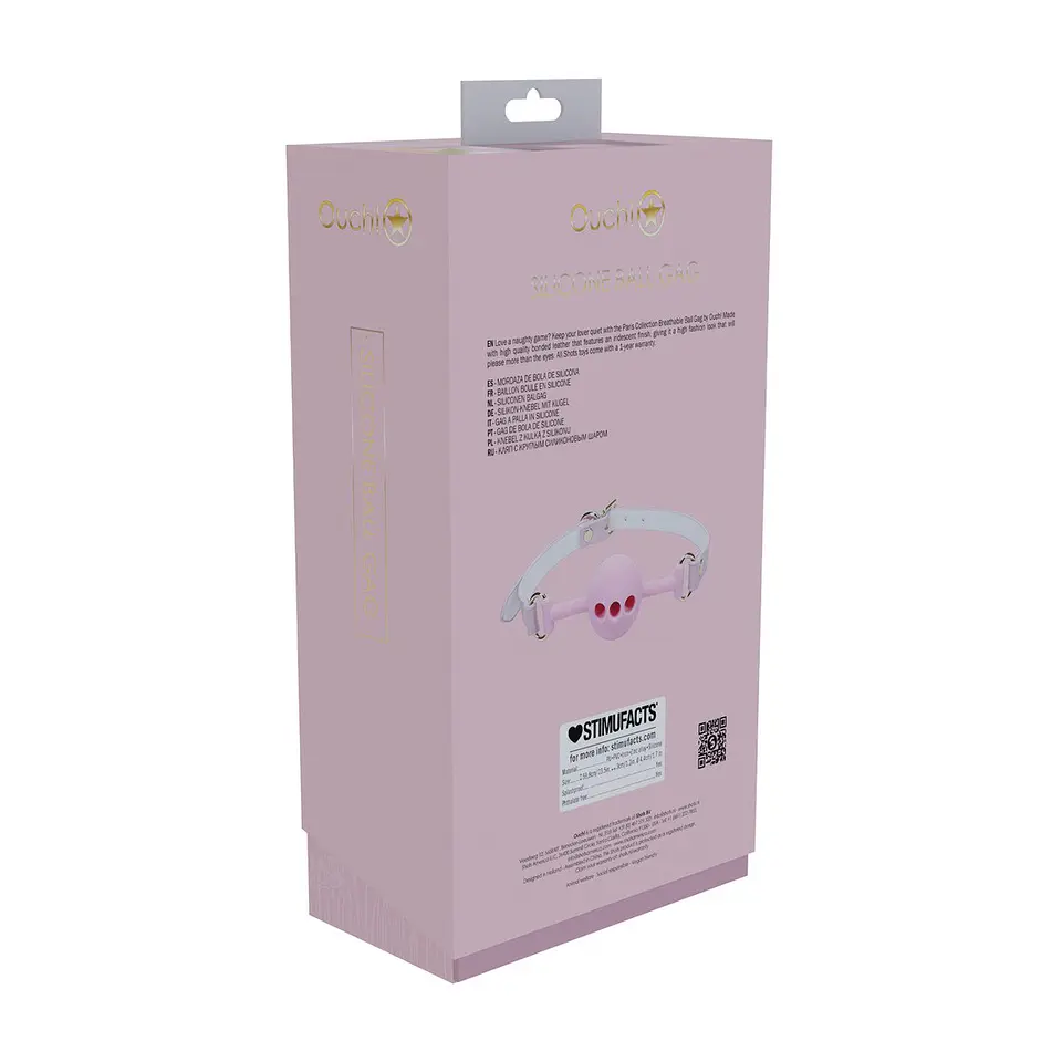 Mordaça de Silicone Respirável Paris Collection Rosa Ouch! 3