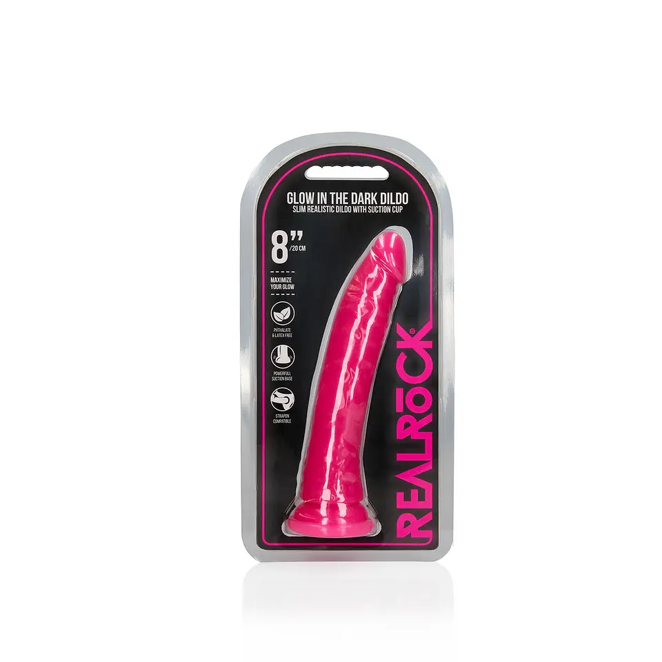 Dildo Slim Realistic Glow In the Dark 8 /20 CM Rosa Realrock 2
