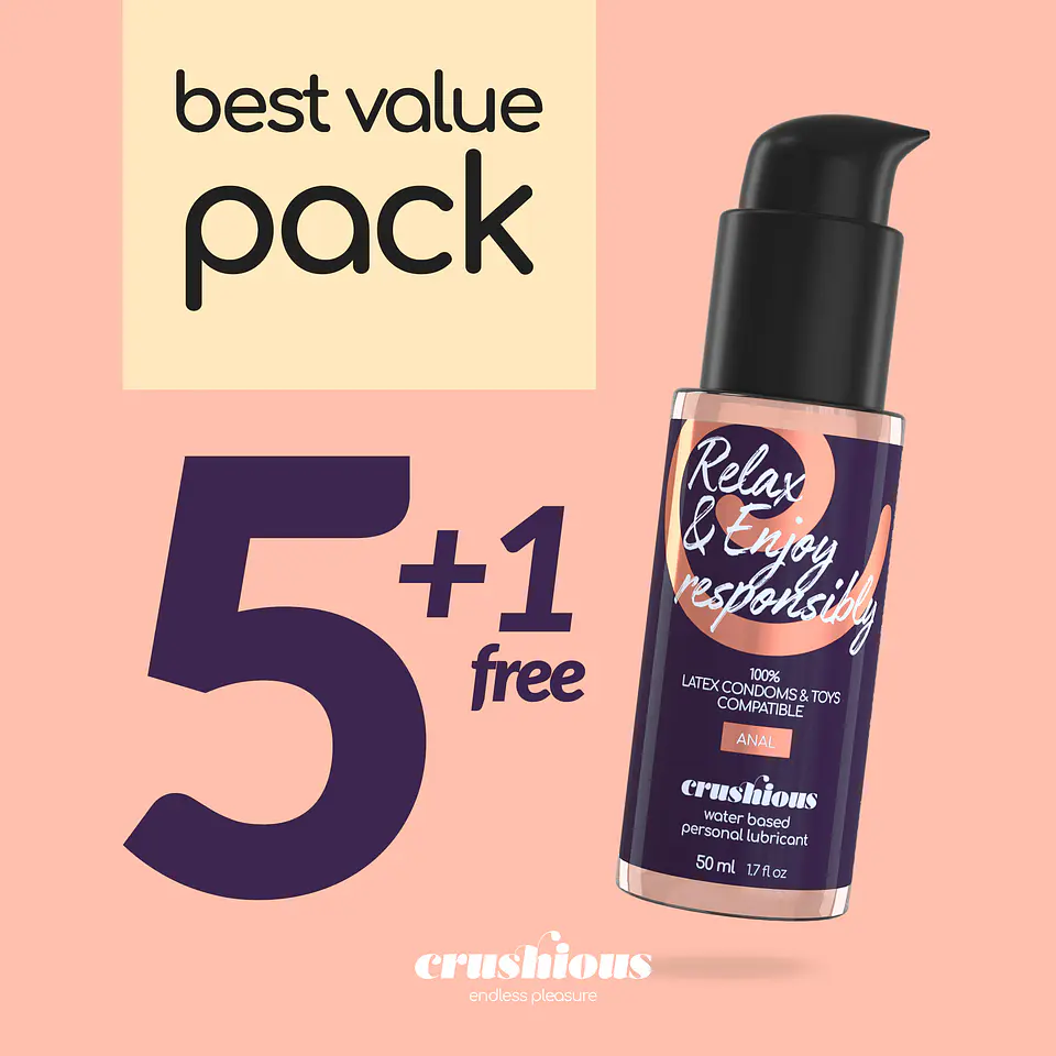 Pack de 5 Lubrificantes para Uso Anal 50 ML Crushious + 1 Grátis 2