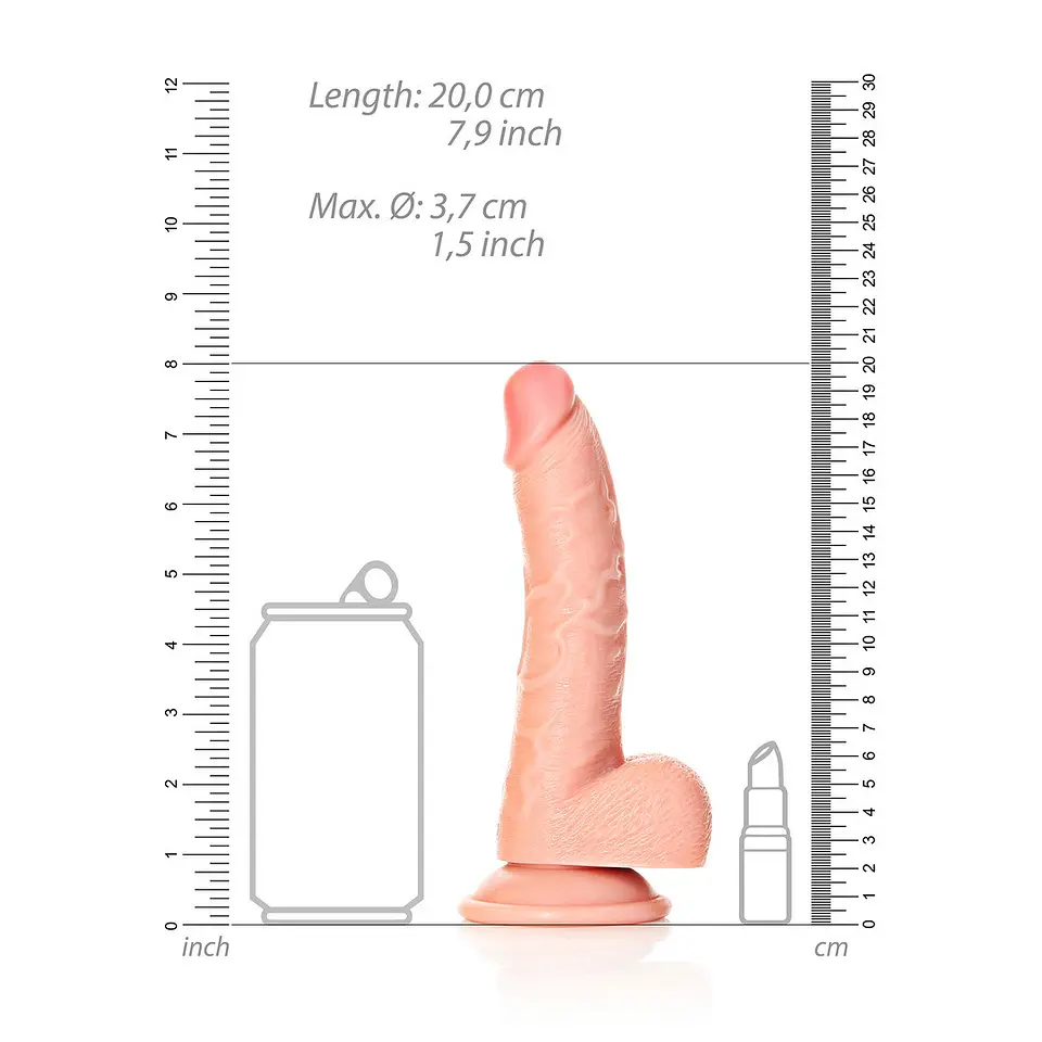 Dildo Realista com Testículos Curved 7 /18cm Flesh Realrock 6