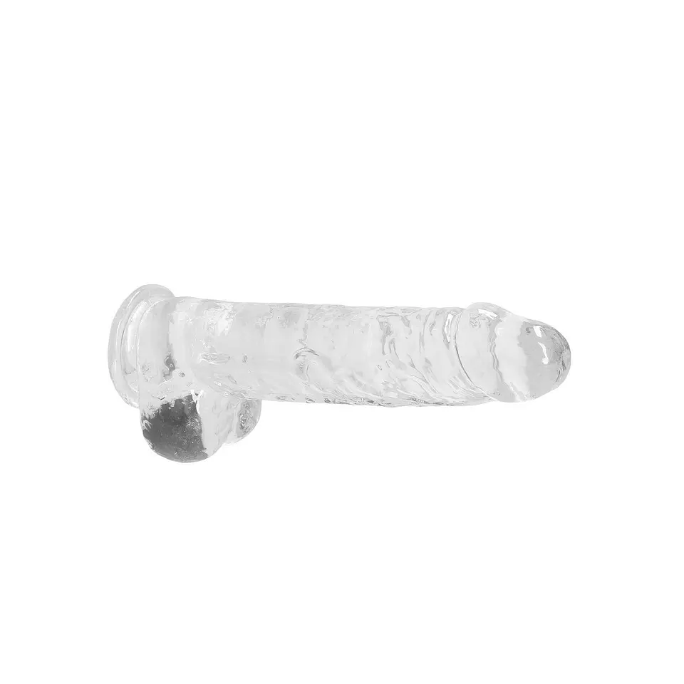 Dildo Realista com Testículos Crystal Clear 9 /23cm Transparente Realrock 4