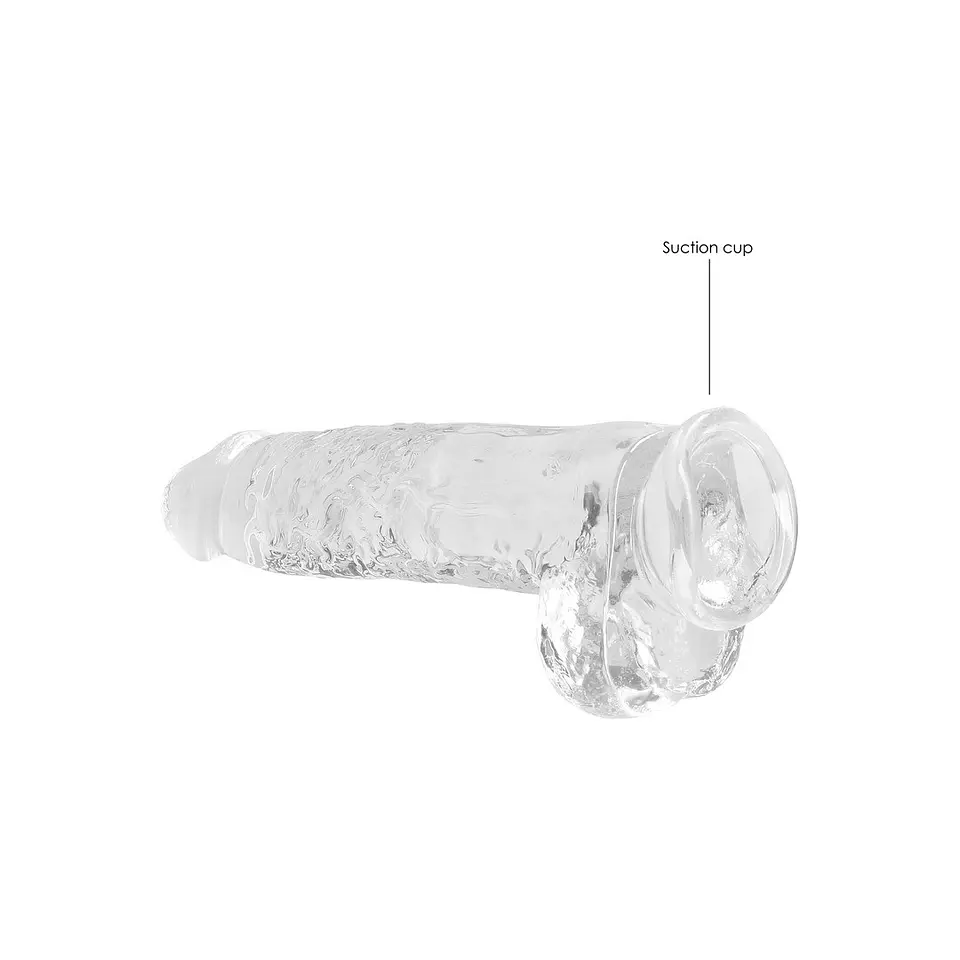 Dildo Realista com Testículos Crystal Clear 9 /23cm Transparente Realrock 5