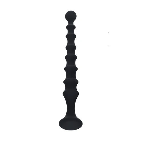 Sonda Anal de Silicone Estriada Preta Levelz
