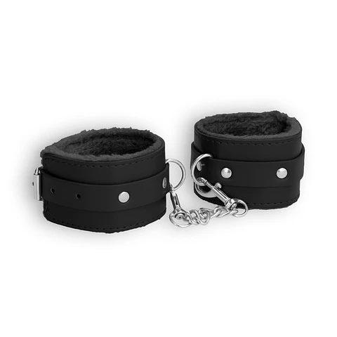 Algemas Ouch! Plush Leather Wrist Cuffs Pretas