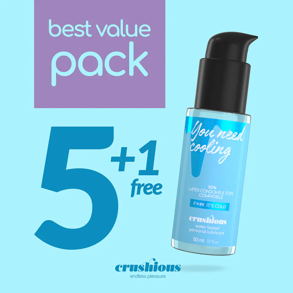 Pack de 5 Lubrificantes com Efeito Frio 50 ML Crushious + 1 Grátis 1