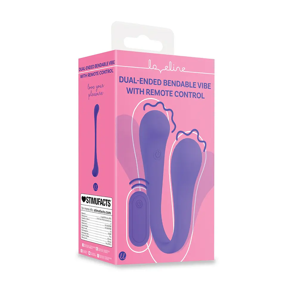 Vibrador Flexível com Comando Dual-Ended Bendable Roxo Loveline 2