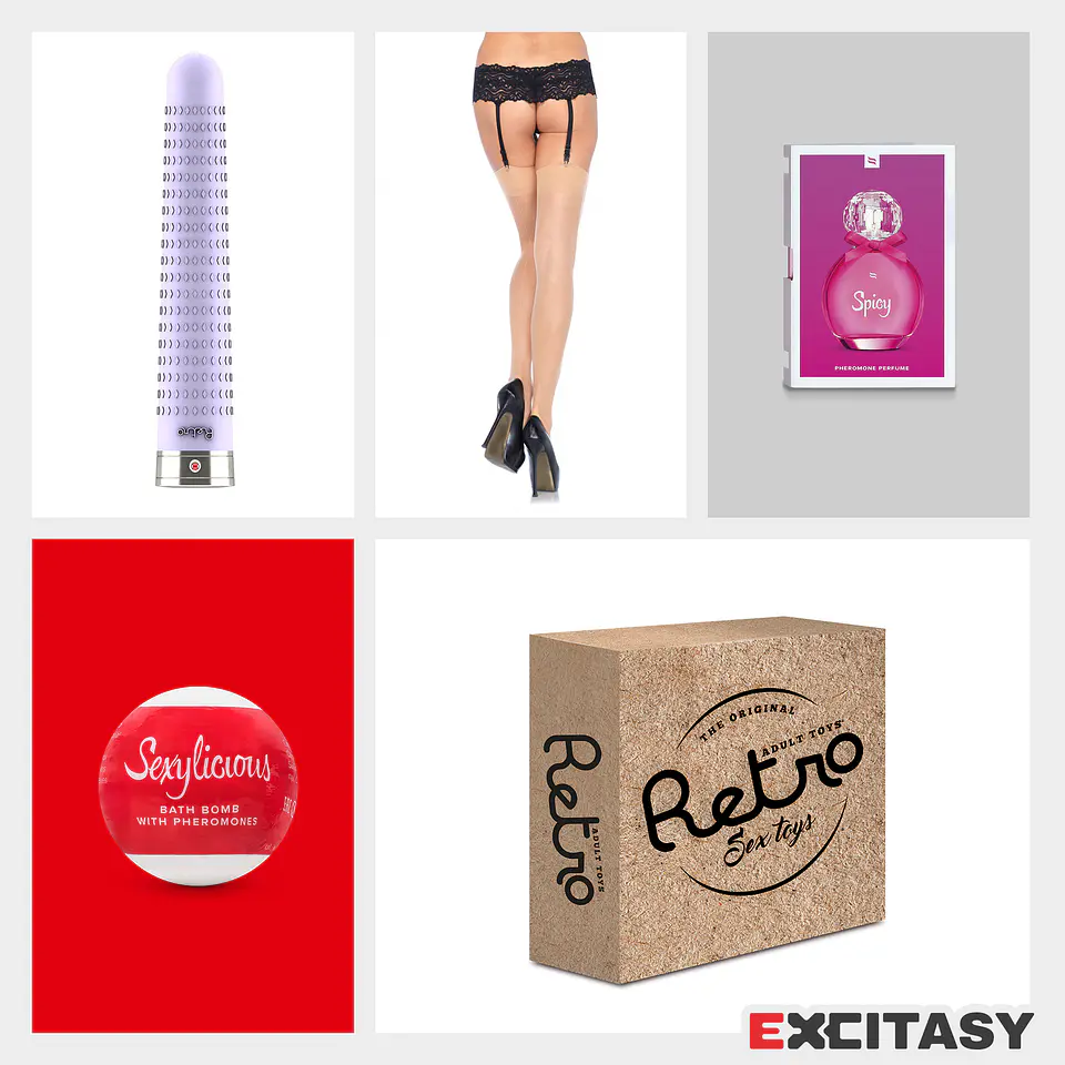 Kit Vibrador e Acessórios Retro Femme Fatale Excitasy 1