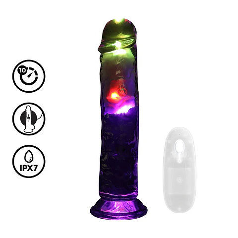 Vibrador com LED e Comando LED Vibrating Straight Cock 8 /20 CM Realrock