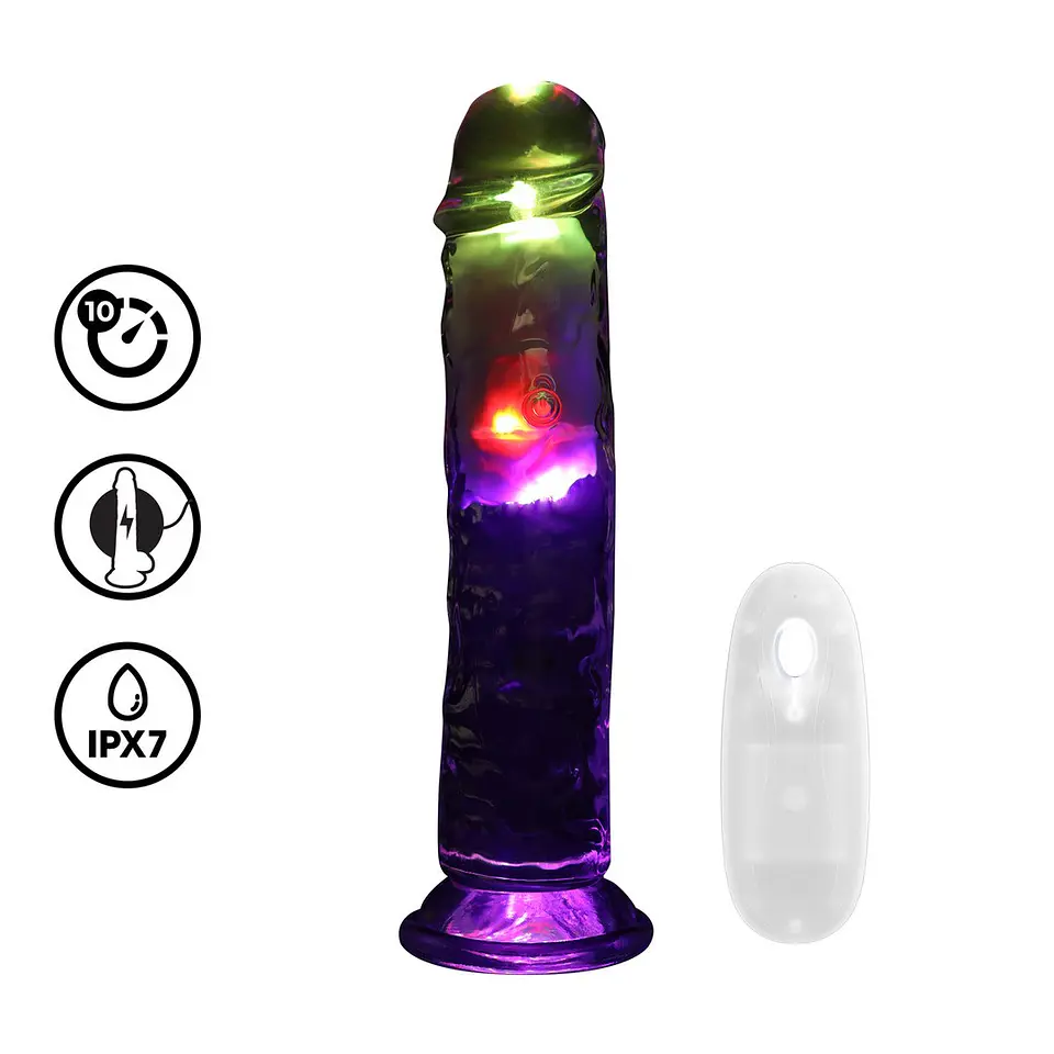 Vibrador com LED e Comando LED Vibrating Straight Cock 8 /20 CM Realrock 1