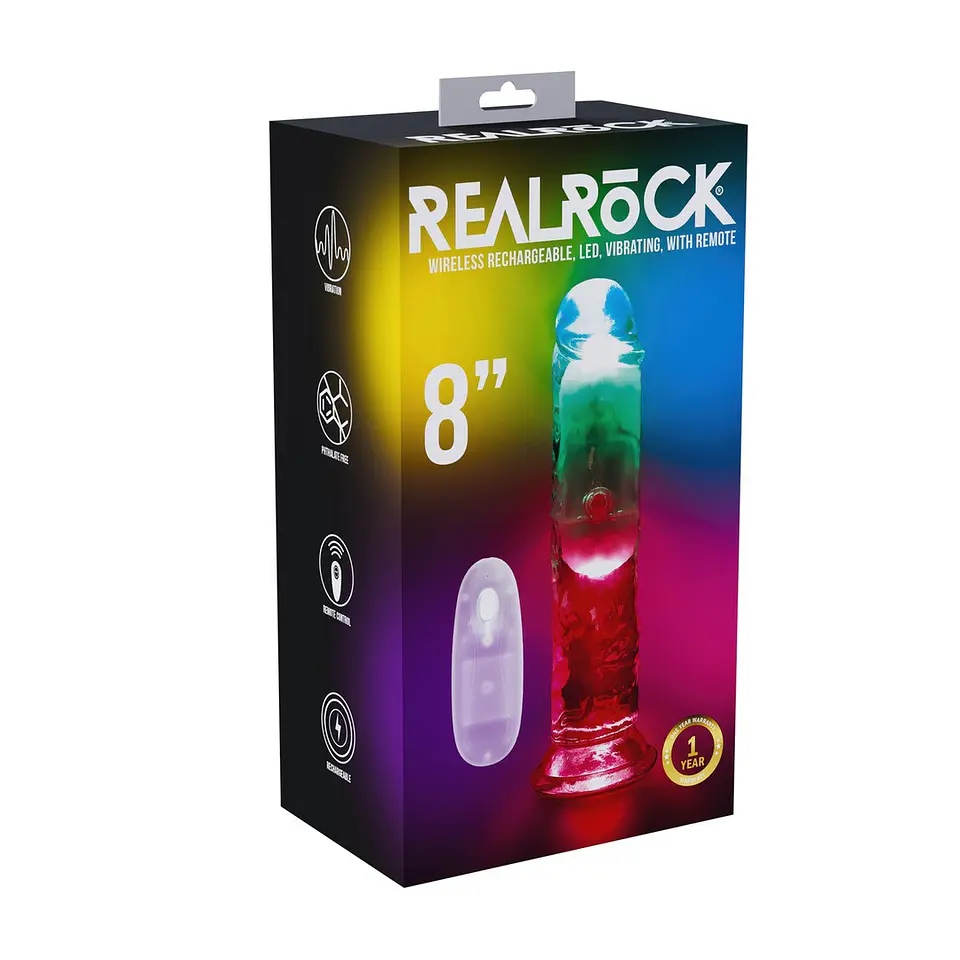 Vibrador com LED e Comando LED Vibrating Straight Cock 8 /20 CM Realrock 2