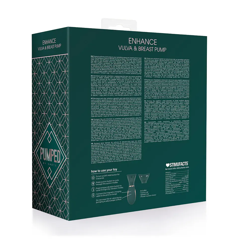 Bomba Recarregável para Vulva e Seios Enhance Forest Green Pumped 3