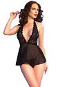 Camisa de Noite e Tanga Preta Chilirose (CR-4720) - Thumbnail 1