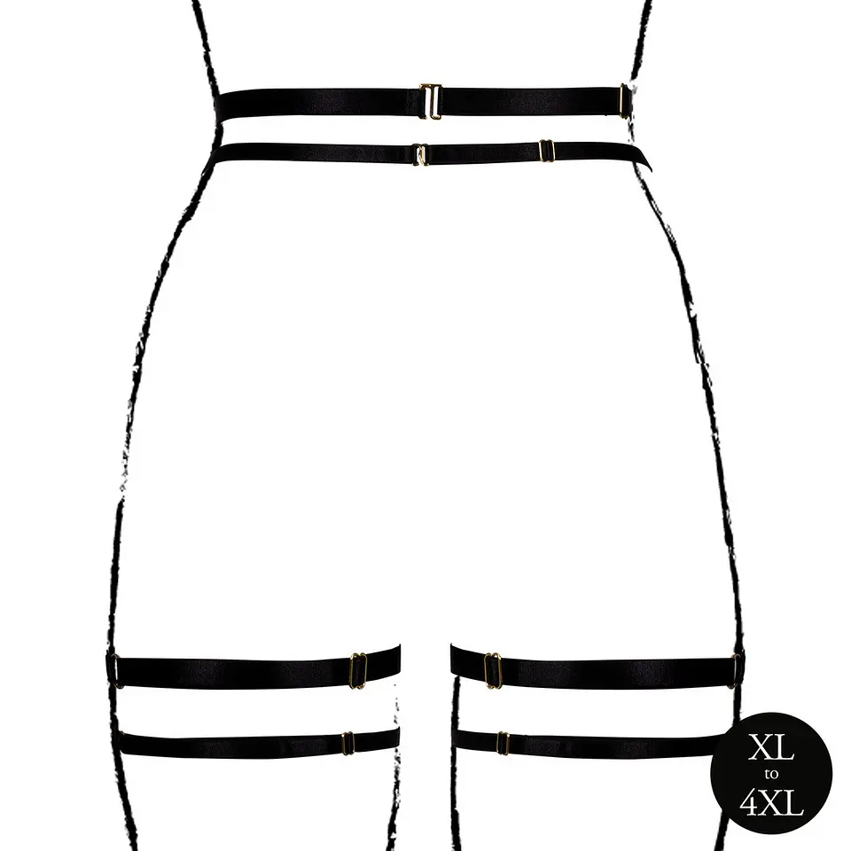 Cinto de Ligas Double Strap Preto Tamanho Queen Le Désir 6