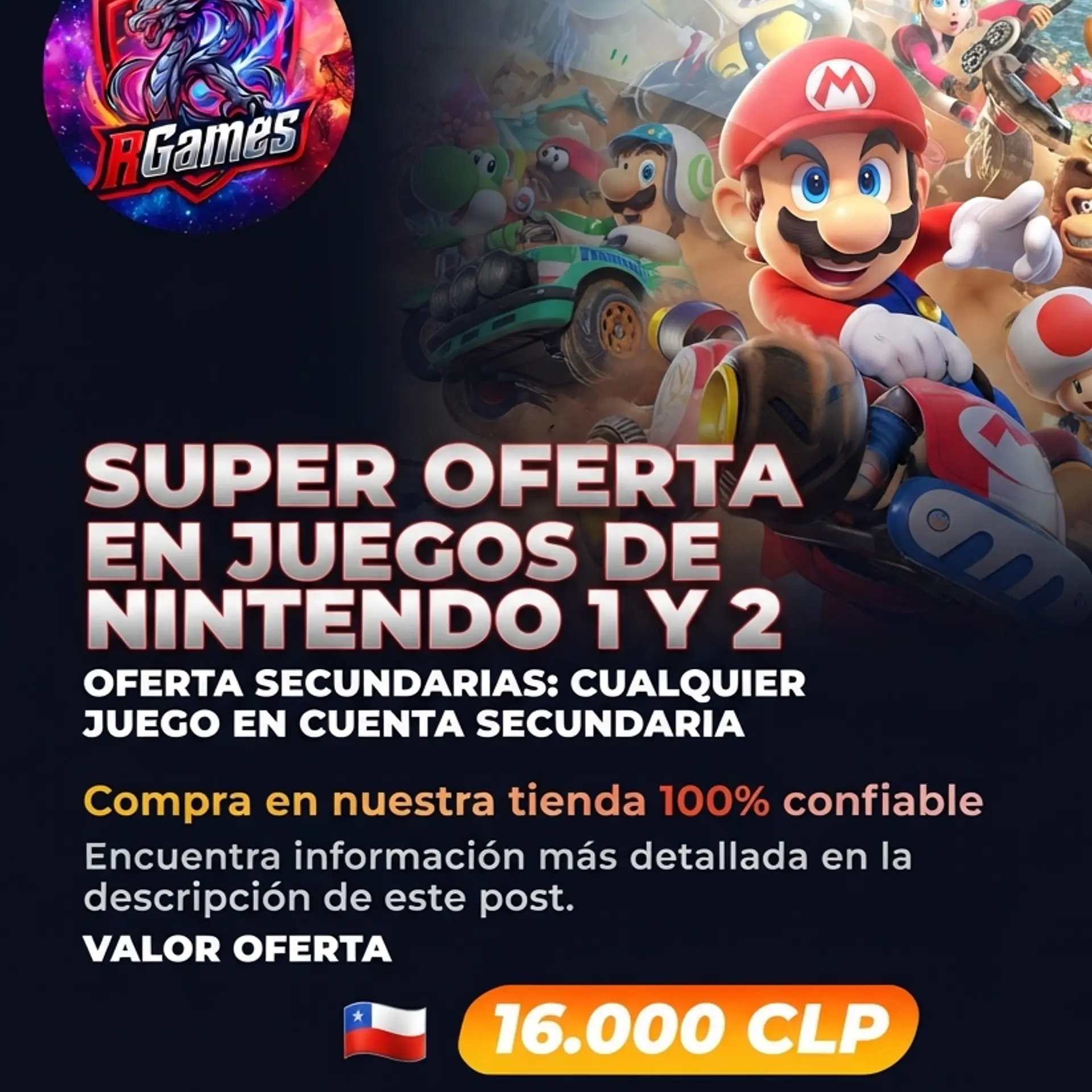 1 JUEGO SECUNDARIA (ELIGE DEL CATALOGO NINTENDO 1 Y 2) 1