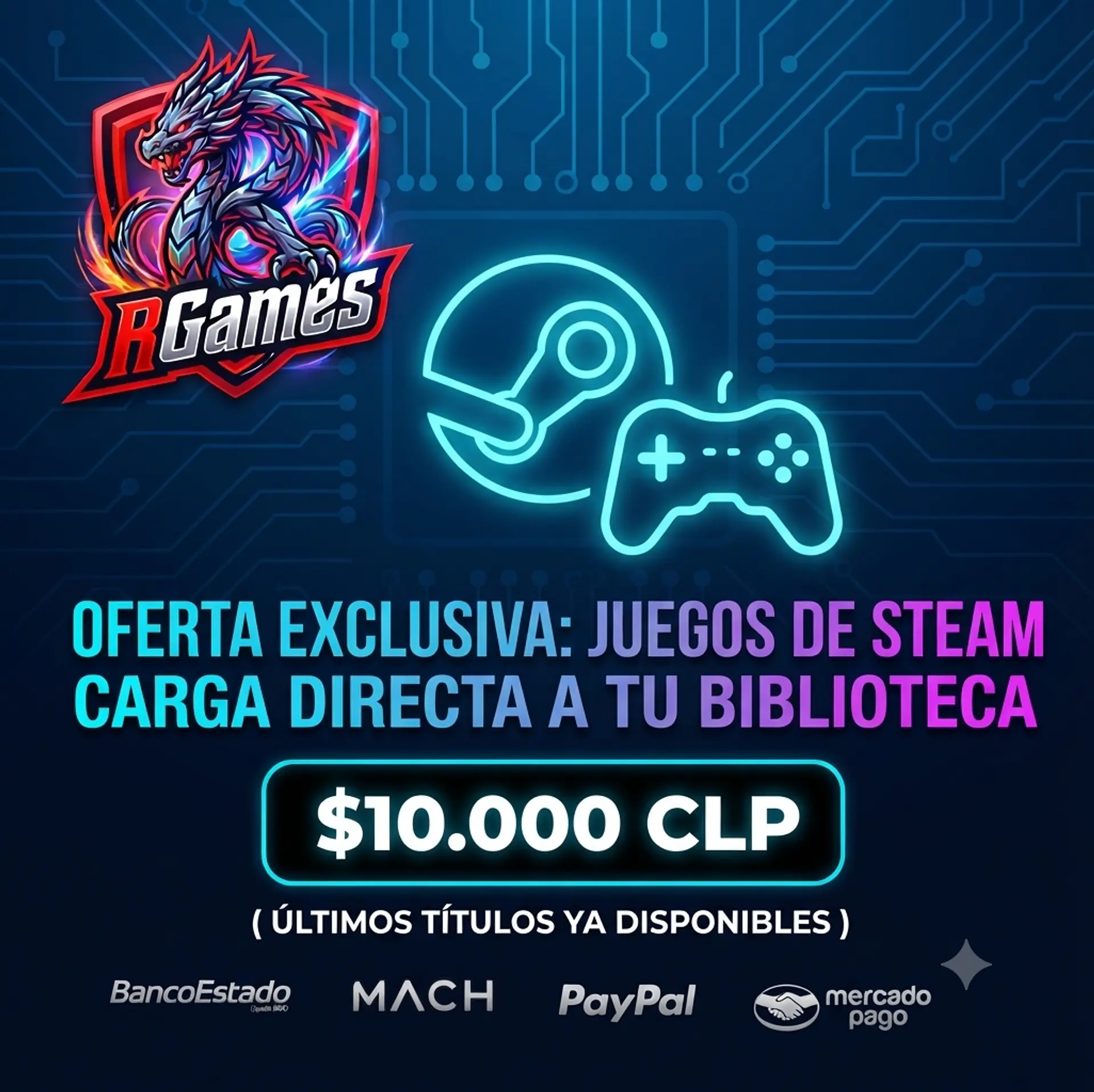 1 JUEGO A ELECION STEAM (NUEVOS LAZAMIENTOS) 1