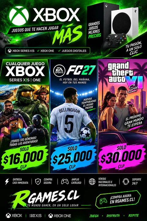 Oferta en Juegos Xbox (cualquiera 16.000 clp)