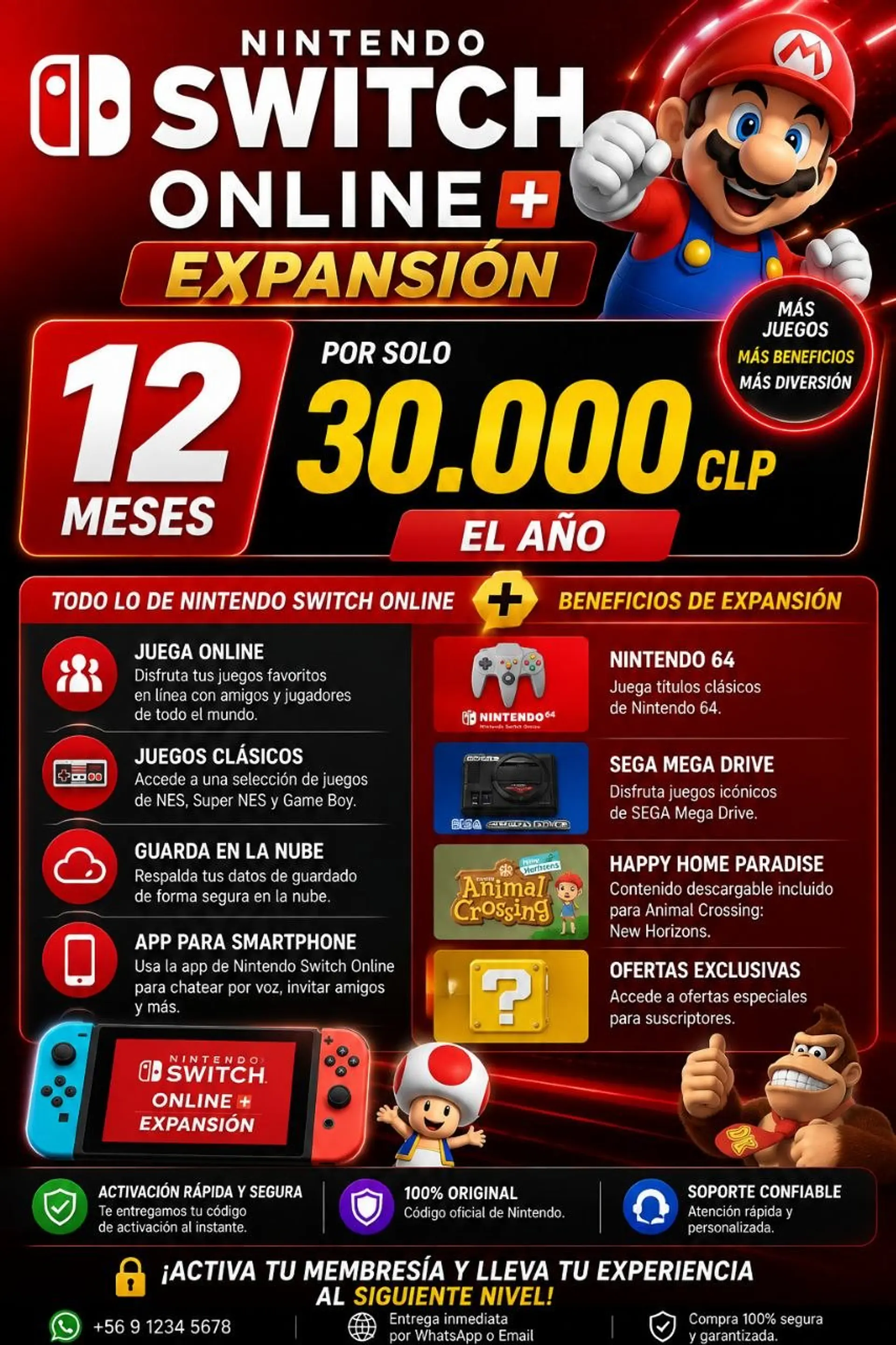 Nintendo Switch Online + Paquete de Expansión — 1 año 1