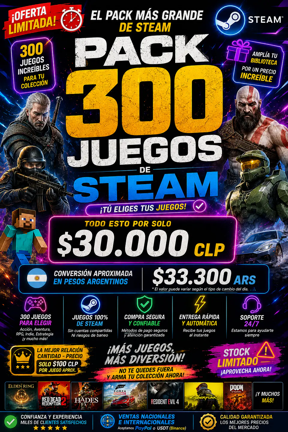 PACK SELECIONADOS STEAM 300 JUEGOS STEAM 1