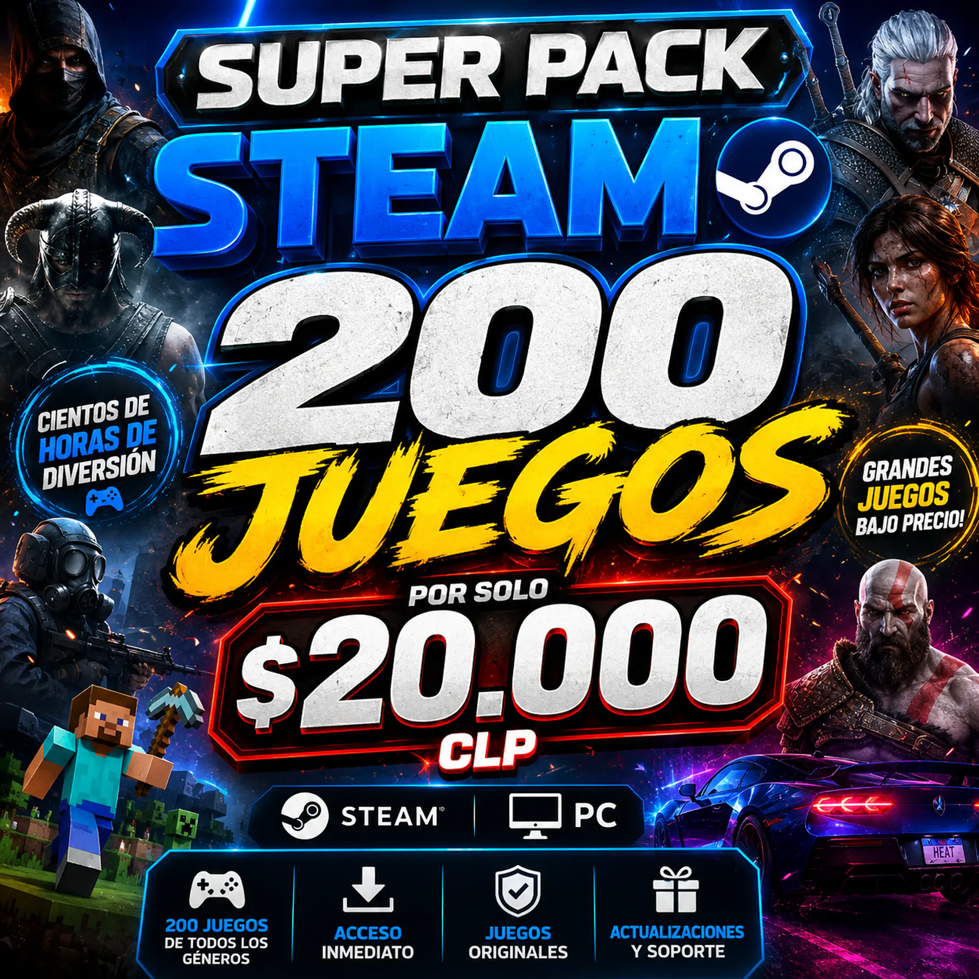 pack 200 juegos selecionados steam pc 1