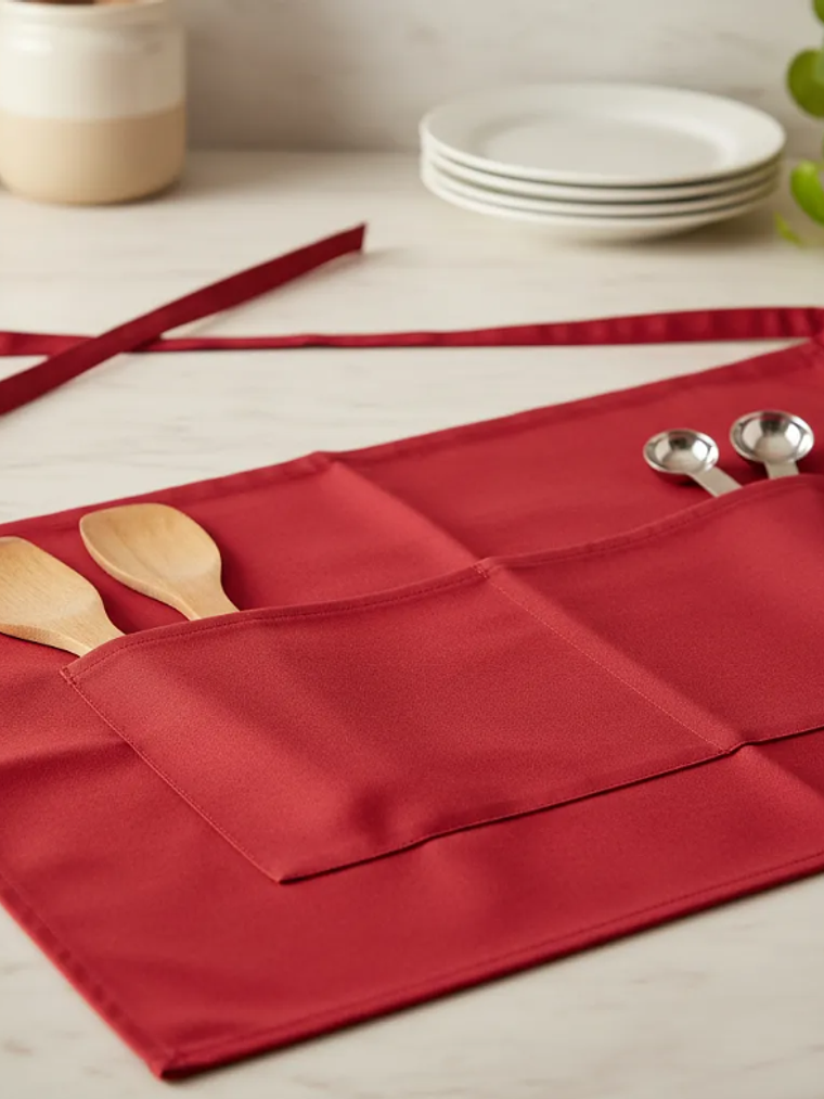 Delantal Pechera Corta De Cintura Garzón Con Bolsillos 3