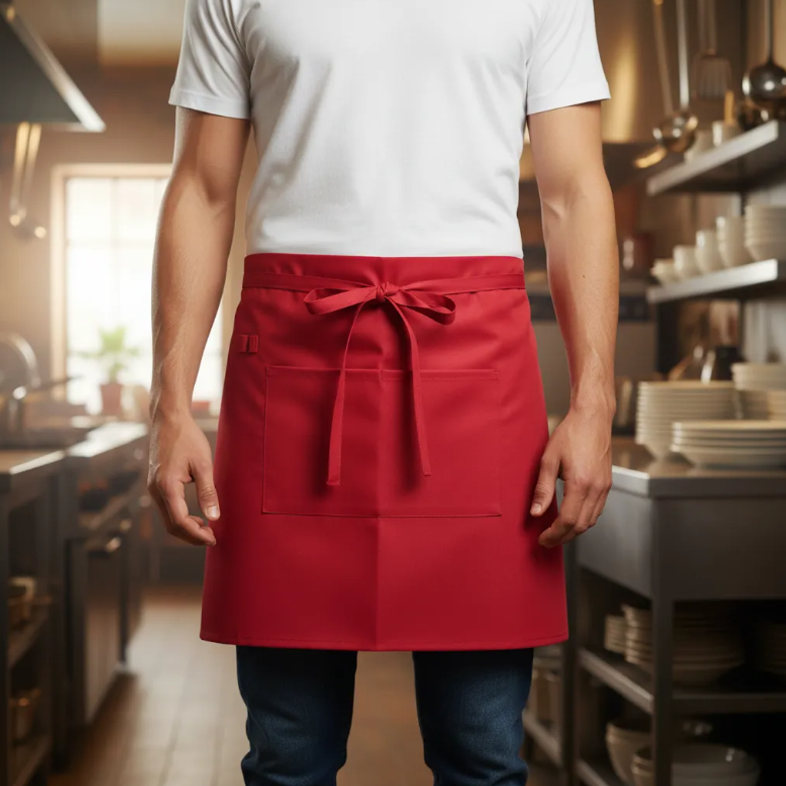 Delantal Pechera Corta De Cintura Garzón Con Bolsillos 1