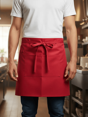 Delantal Pechera Corta De Cintura Garzón Con Bolsillos