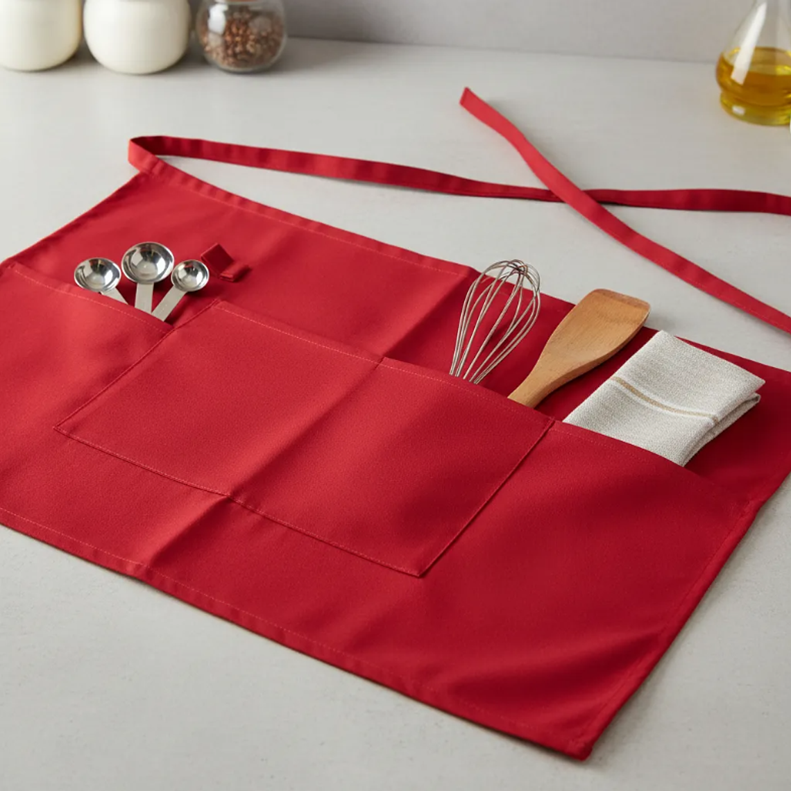 Delantal Pechera Corta De Cintura Garzón Con Bolsillos 7