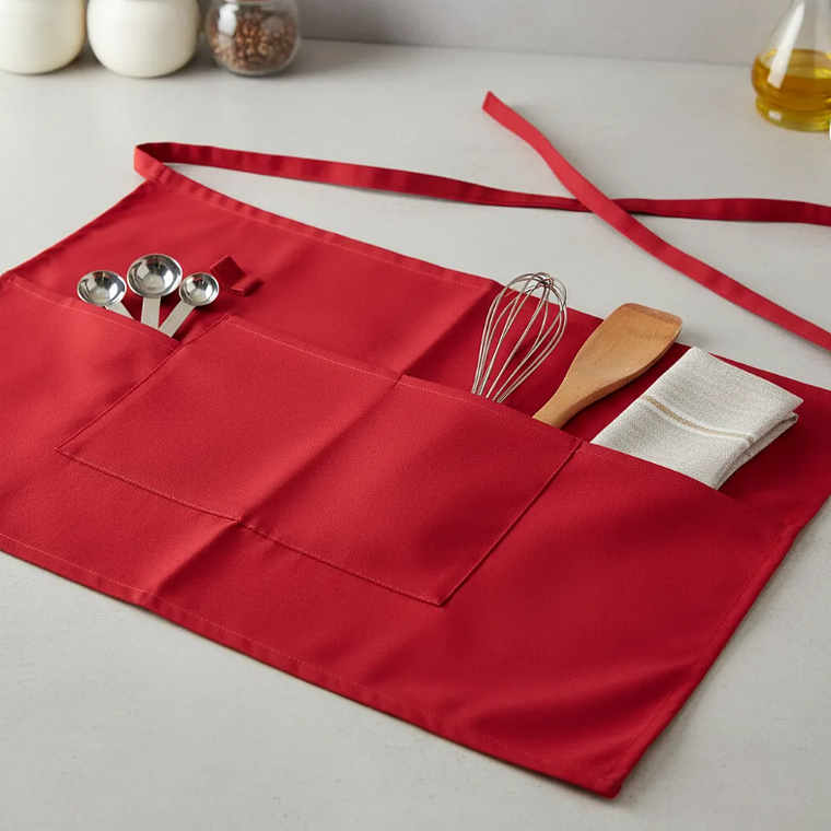 Delantal Pechera Corta De Cintura Garzón Con Bolsillos 7