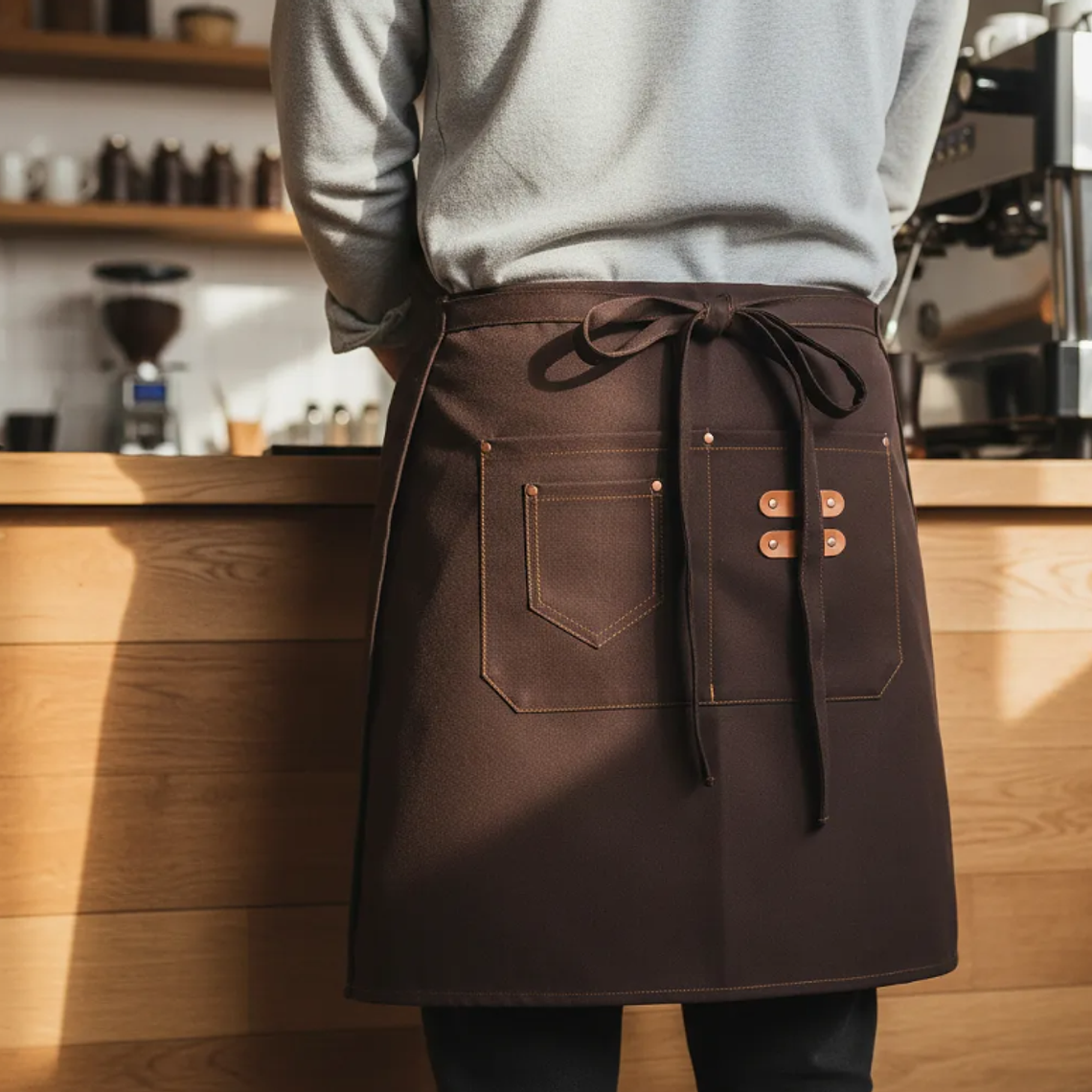 Delantal de cintura barista con bolsillos 1