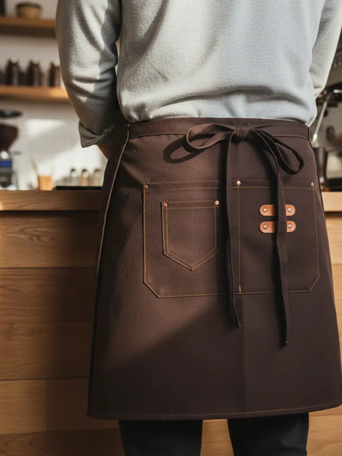 Delantal de cintura barista con bolsillos 1