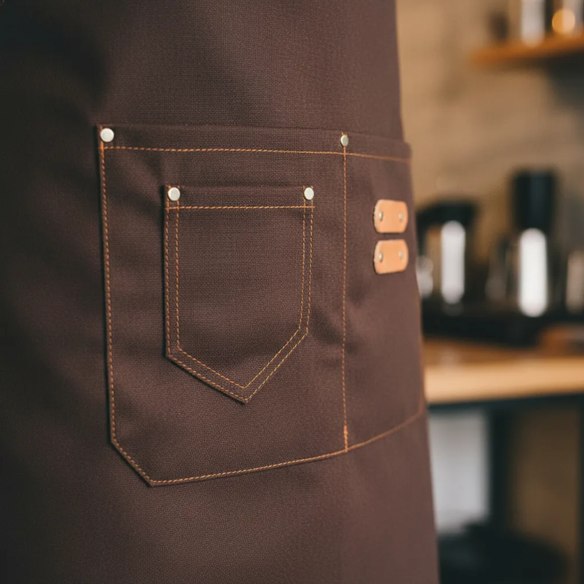 Delantal de cintura barista con bolsillos 4