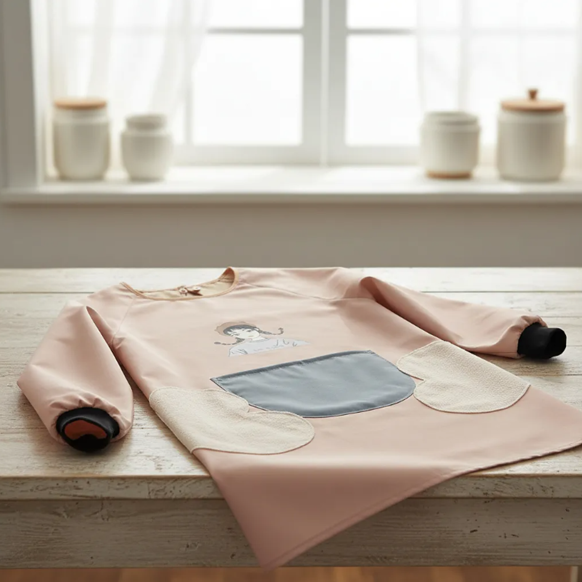 Delantal de cocina impermeable con mangas largas y bolsillo 2