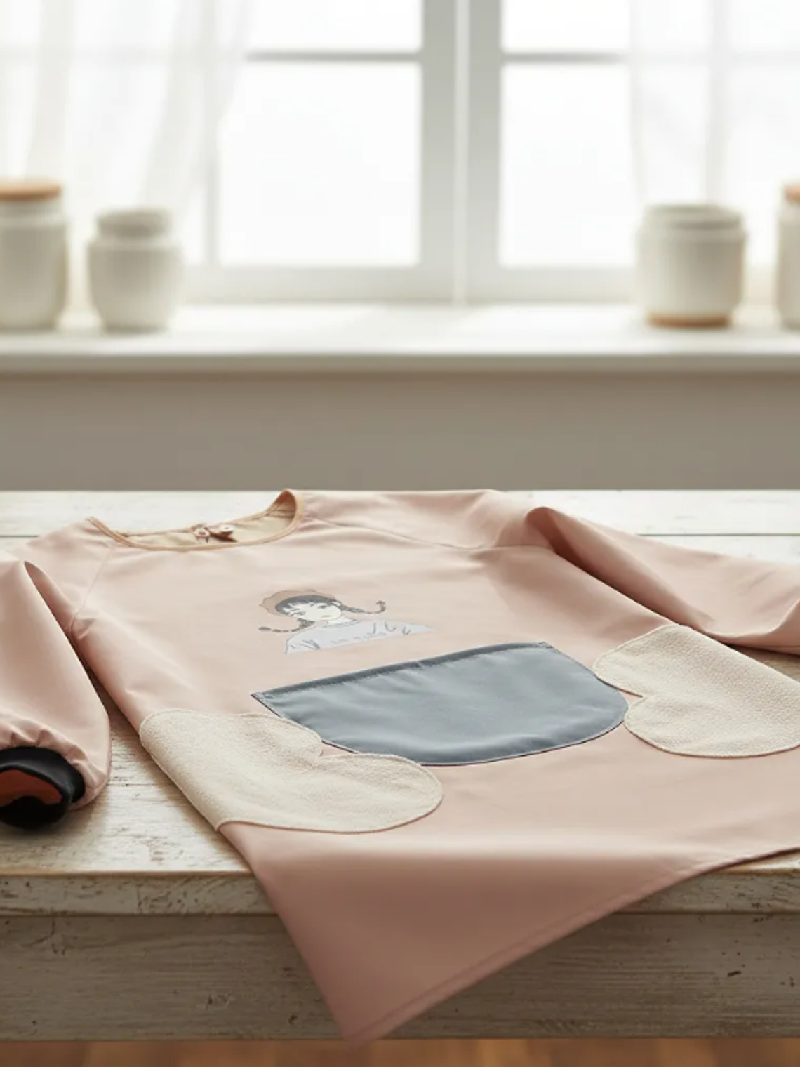 Delantal de cocina impermeable con mangas largas y bolsillo 2