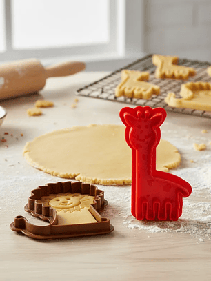 cortador de galletas, molde de jirafa y leon  