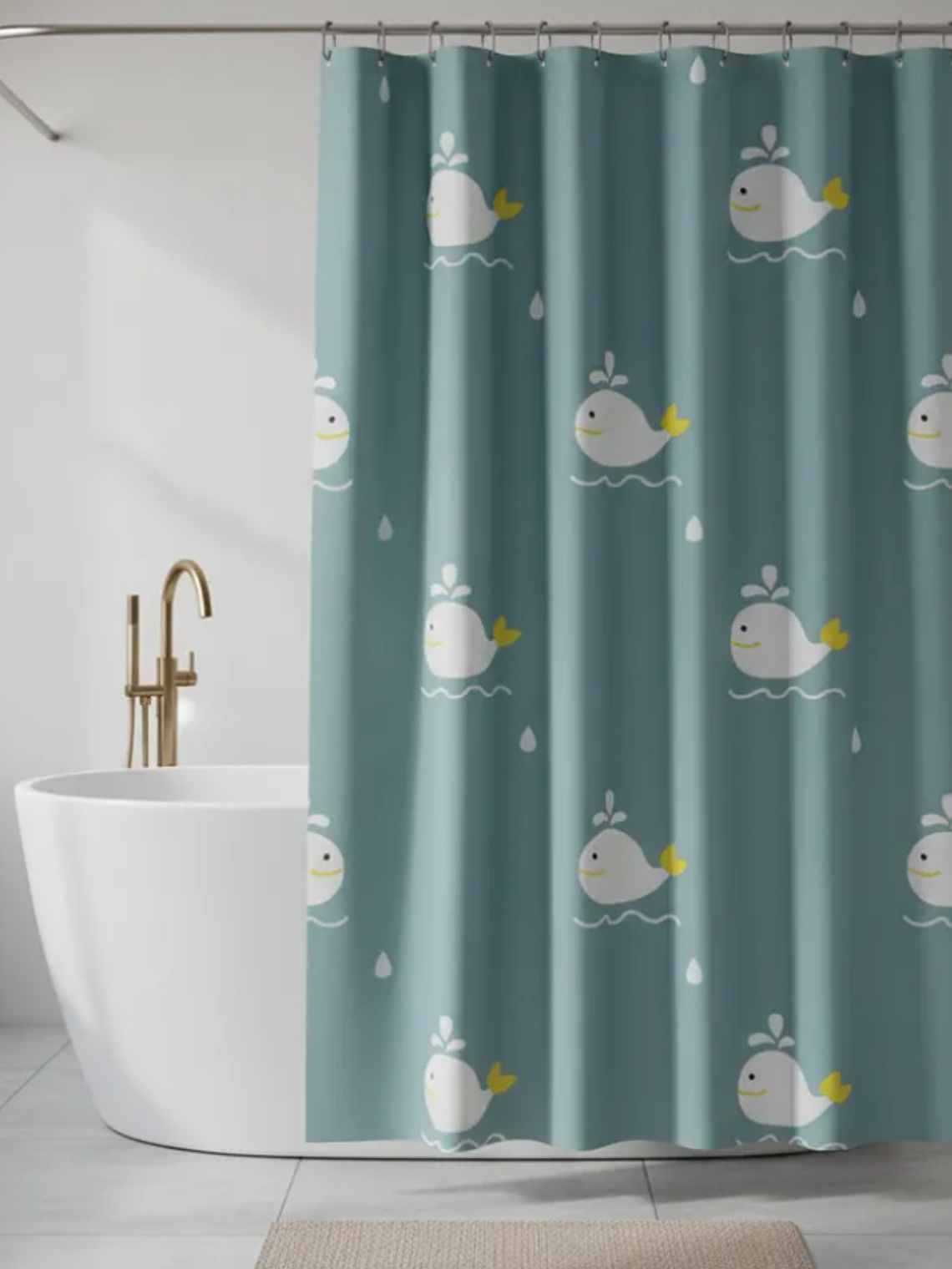 cortina de baño con diseño de ballenas  1