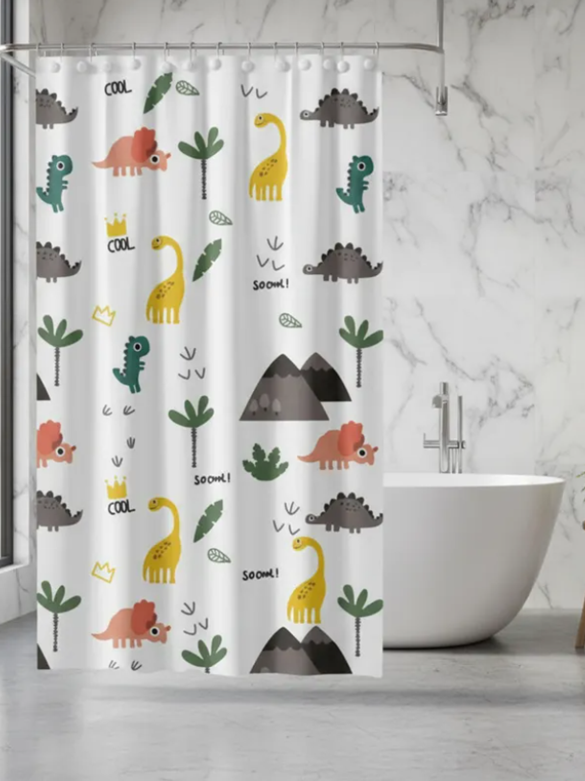 cortina de baño con diseño de dinosaurios  1