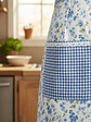 Delantal De Cocina Floreado Rosado Cuadrillé Con Bolsillos - Miniatura 4