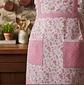 Delantal De Cocina Floreado Rosado Cuadrillé Con Bolsillos - Miniatura 2