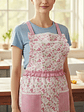 Delantal De Cocina Floreado Rosado Cuadrillé Con Bolsillos - Miniatura 1
