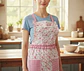 Delantal De Cocina Floreado Rosado Cuadrillé Con Bolsillos - Miniatura 1