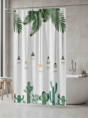 cortina de baño diseño de hojas de candelabros 