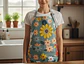 Delantal Cocina Impermeable Flores Ajustable Bolsillo - Miniatura 1