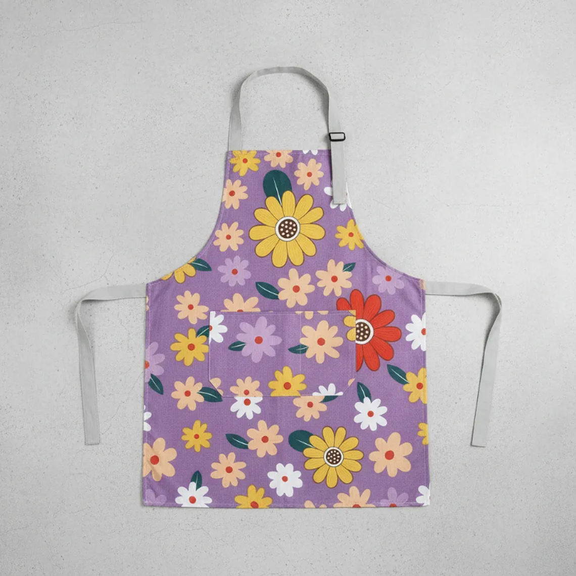 Delantal Cocina Impermeable Flores Ajustable Bolsillo 6