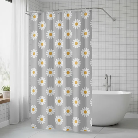 cortina de baño con diseño de flores 
