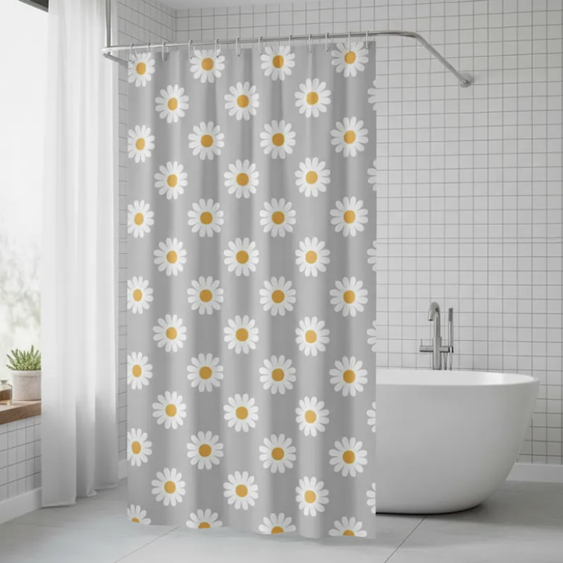 cortina de baño con diseño de flores  1