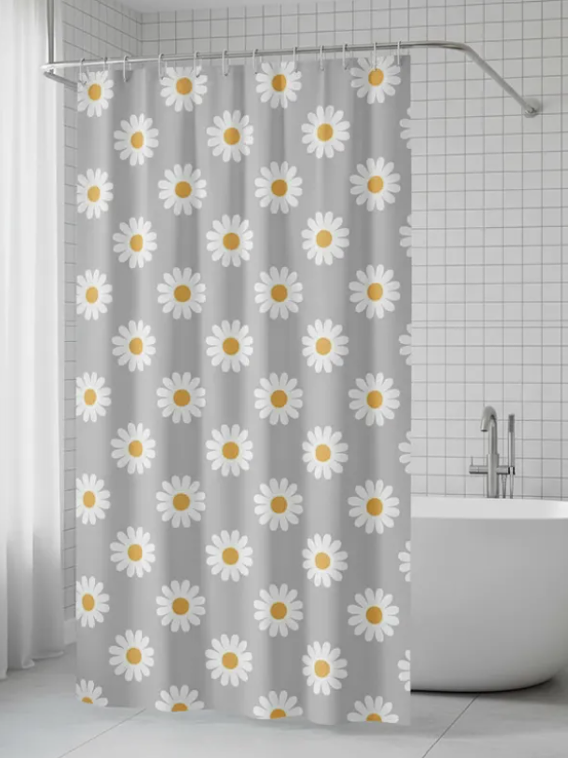 cortina de baño con diseño de flores  1