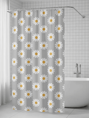 cortina de baño con diseño de flores 