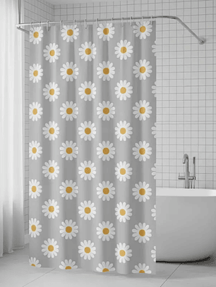 cortina de baño con diseño de flores 