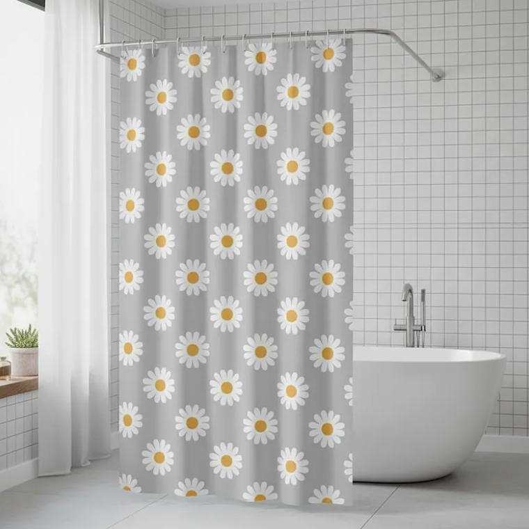 cortina de baño con diseño de flores  1